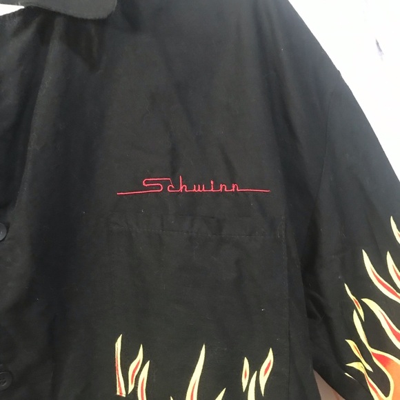 Vintage Collectible Classic Schwinn Button-up Collar Flaming shirt 1990's - Picture 3 of 3
